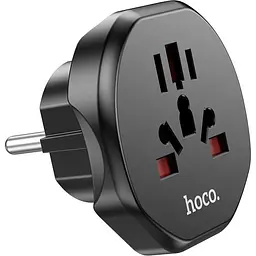 Перехідник 220В HOCO AC6 Black (6931474791511) - мініатюра 2