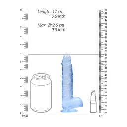 Фалоімітатор RealRock Crystal Clear 6” 17 см (блакитний) - мініатюра 5