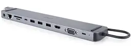 USB-Хаб Real-EL CQ-1000 USB3.0х3/USB-C/HDMI/VGA/RJ45/SD/TF/3.5 mm audio, 0.4m, Space Grey UAH (EL123110005)