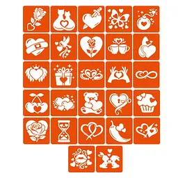 Набір трафаретів для біо-тату "Love Story" Fresh Tattoo love-story_5x5_27_1, 27 трафаретів
