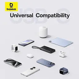 Зовнішній акумулятор із вбудованим кабелем Baseus Bipow 2 Digital Display Built-in USB-C Cable 10000mah - мініатюра 6