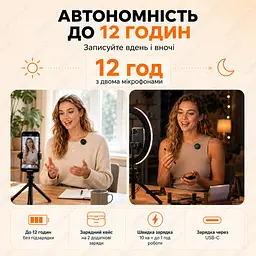 Бездротові петличні мікрофони 2 шт Type-C з шумоподавленням у зарядному кейсі - мініатюра 5