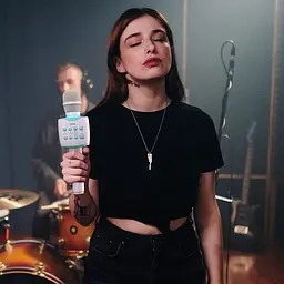 Портативна колонка-мікрофон HOCO BK5 Cantando karaoke microphone 5W Blue (6931474742308) - мініатюра 7