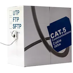 Кабель UTP, CCA, для внутрішньої прокладки, 4x2x0,48 мм, кат.5e, GTL, бухта 305 м (GTLUTP42485E305)
