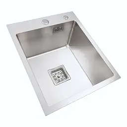 Кухонна мийка Platinum Handmade HSB 400x500x230 нержавійка (квадратний сифон 3,0/1,0), Нержавіюча сталь - мініатюра 2