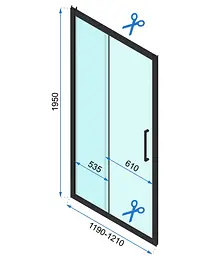 Душова кабіна Rea Rapid Slide 90x120 black REA-K6422 + REA-K6402, Чорний матовий, Універсальна, прозрачний, Чорний матовий - мініатюра 6