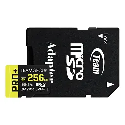 Карта пам'яті Team 256GB microSDXC class 10 UHS-I U3 V30 A1 Pro+ (TPPMSDX256GIA2V3003)