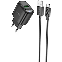Зарядний пристрій HOCO C140A Smart USB QC 3.0 + кабель USB-A — USB-C чорний (6942007627825) - мініатюра 8