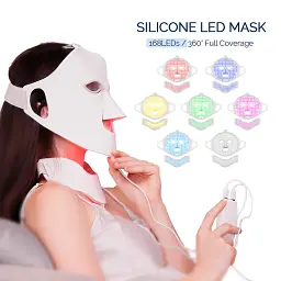 Foreverlily Силіконова світлодіодна маска 7 Color LED Light Photon Red Light Therapy 3D Гнучка маска для обличчя Anti-Ance Догляд - мініатюра 4