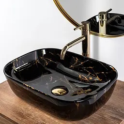 Умивальник Rea Belinda 33,5x46,5 black marble shiny (REA-U8907), Глянцева - мініатюра 5