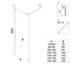 Душова стінка Rea Flexi 100x195 transparent brushed copper KPL-K99362 - мініатюра 6