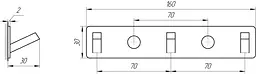 Планка з гачками Topaz TKB 9385-3-BL, Чорний - мініатюра 5