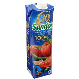 Сік Sandora Томатний  Пікантний з м'якоттю відновлений стерилізований з сіллю 950 мл