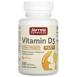 Витамин D Vitamin D3 2,500 IU 100 жидких капсул Jarrow Formulas vit0006420