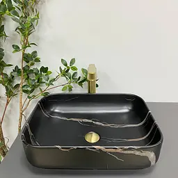 Умивальник VBI Palermo black stone matt накладний VBI-012306, Чорний матовий - мініатюра 5
