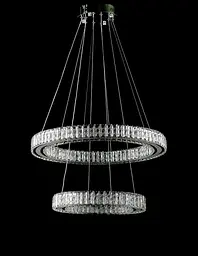 Підвісна світлодіодна люстра Splendid Ray L8045/400+600/2 LED (CH+clear), 2 кільця, хром, 40-60 см - мініатюра 3