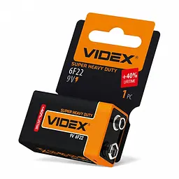 Батарейка сольова Videx Super Hevy Duty 6F22 / 9V 3600 mAh (Крона)