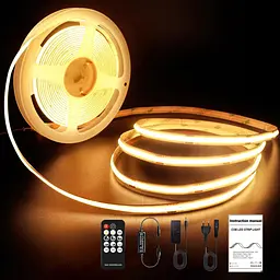 ROUKLE 8 мм COB Світлодіодна стрічка — 10M Dimmable 24V Супер'яскраві стрічкові світильники CRI90+ з радіочастотним пультом