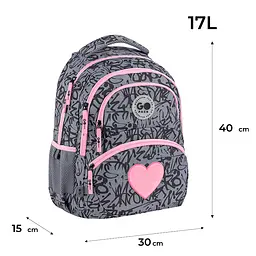 Рюкзак GoPack Education 175M-4 Fluffy Heart Сіро-рожевий (GO26-175M-4) - мініатюра 2