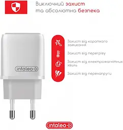 Мережевий зарядний пристрій Intaleo TCGQPD120T (1USBx3A) White + кабель USB Type С (1283126509988) - мініатюра 2