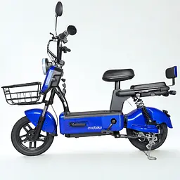Електровелосипед EVOBIKE Nova S 500W 48V 12Ah з 2 сидіннями, корзиною та поворотниками, простий і надійний, для міста і села, синього кольору