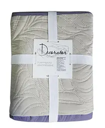 Покрывало Decorator двустороннее - Листья сиреневый/бежевый 210x215