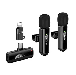 Мікрофон петличний Hoco L20A Fair dual-mic wireless microphone (iP/Type-C) чорний