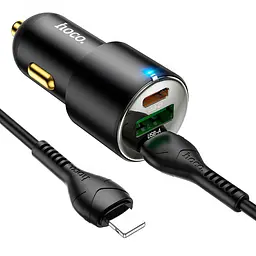 АЗП Hoco NZ6 PD45W (2Type-C/1USB) + Type-C to Lightning Black - мініатюра 3