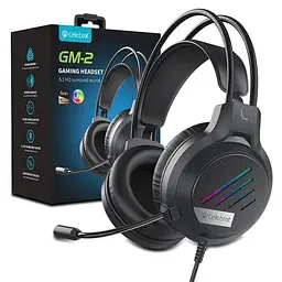 Дротові ігрові навушники Celebrat GM-2 Gaming LED з мікрофоном (Чорні) - мініатюра 2