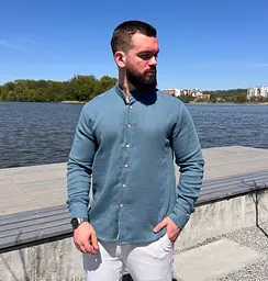 Сорочка чоловіча з мусліну 32765 XL принт акула