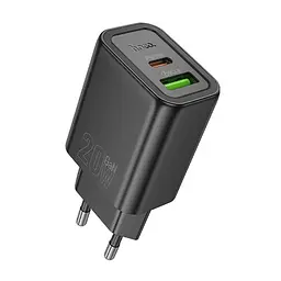 МЗП Hoco N61 Gentle PD20W+QC3.0 (1USB-A/1C) + кабель Type-C to Type-C Black - мініатюра 4