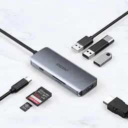 USB-Хаб Choetech HUB-M19-GY, USB Type-C 7-в-1 (HUB-M19-GY) - мініатюра 3