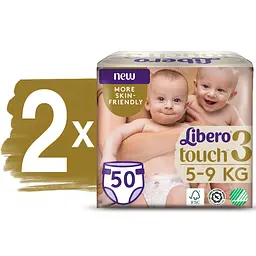 Набір підгузків Libero Touch 3 (5-9кг), 100 шт. (2 уп. по 50 шт.) - мініатюра 2