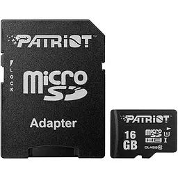 Карта пам'яті Patriot LX microSDHC 16GB UHS-I Class 10 + SD адаптер (PSF16GMCSDHC10) [110382]