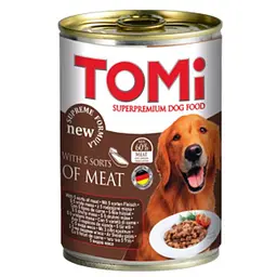 Консерви для собак TOMi 5 видів м'яса 5 томи видов мяса супер корм, для собак 400 г