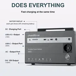 Зарядна станція CTECHi JustNow JNB630 Portable Power Station 630W 460Wh LifePO4 - мініатюра 4