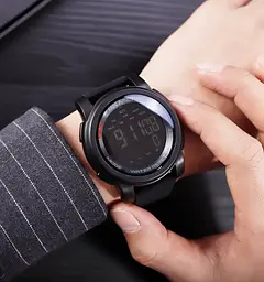 Чоловічий спортивний годинник Skmei 1469 Fitness (Чорний з чорним) - мініатюра 4