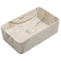 Умивальник накладний Mixxus Premium Quadro-0208 marble 480x315x140 мм з переливом MP6518, Мармур