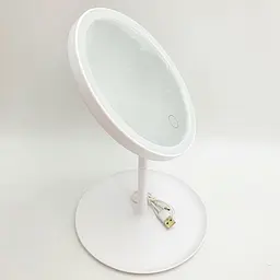 Дзеркало з Led підсвічуванням від USB кругле косметичне для макіяжу регулювання та яскравості світіння UKC 809 білий - мініатюра 5