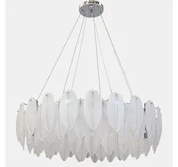 Велика підвісна люстра Artlight 21824-800CH хромована кругла на 16 ламп E14 з матовим скляним пір'ям - мініатюра 2