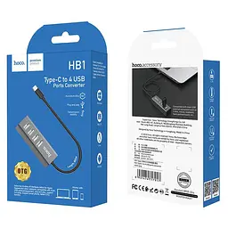 Хаб адаптер Hoco Type-C - на 4 Usb 2.0 - HB1 Line machine 6931474717917 - мініатюра 3