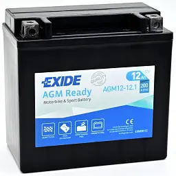 Акумулятор автомобільний EXIDE Мото Ready AGM 12Ah (+/-) (200EN) (AGM12-12.1) - мініатюра 2