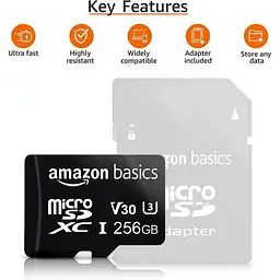 Карта пам'яті Amazon Basics 256GB MicroSDXC Memory Card + Adapter (LSMICRO256GU3) - мініатюра 2