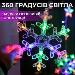 Гірлянда-штора Зірки та сніжинки розмір 3*1 м 12 фігур, мультиколор GarlandoPro 1733061ML - мініатюра 3