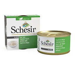 Вологий корм для котів Schesir Chicken Fillets Шезір куряче філе в желе натуральні консерви банка 85 г (750129)