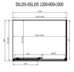 Душова кабіна Dusel DSL191B+DSL195B Black Matt 1200x900x1900, Чорний матовий, Універсальна, прозрачний, Чорний матовий, 120x90 - мініатюра 3