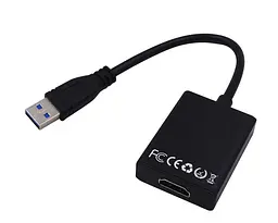 Перехідник USB 3.0 Type-A HDMI AF кабель 20см, чорний - мініатюра 4