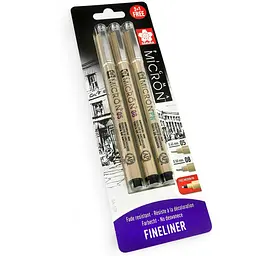 Набір лінерів Pigma Micron 2 шт (0.5/0.8) +1 ручка Micron PN в подарунок Чорний Sakura - мініатюра 2