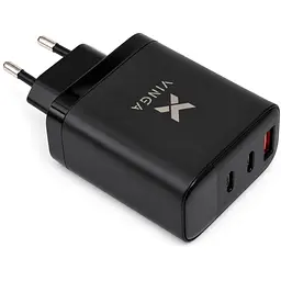 Зарядний пристрій Vinga 2xUSB-C + USB-A Display 65W (VCR65ACCDB) - мініатюра 5