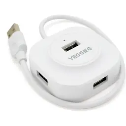 Концентратор VEGGIEG USB 2.0 to 4xUSB 0.3m white (V-U2407)